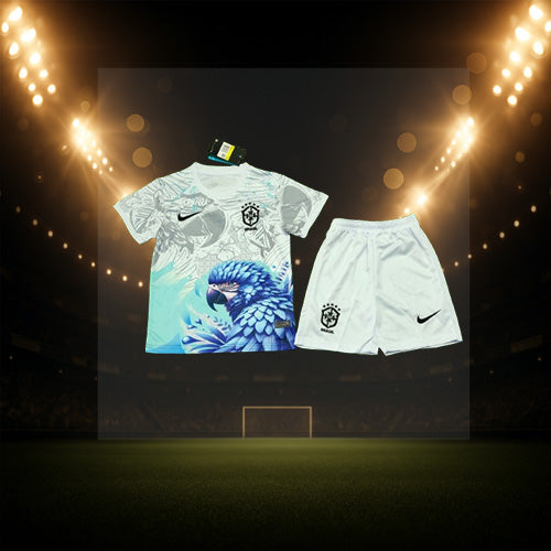 Kids' Brazil Parrot White Shirt & Shorts Set