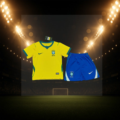 Kids' Brazil Home Shirt & Shorts Set 26/27